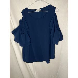 Umgee navy blue cold shoulder blouse 2XL